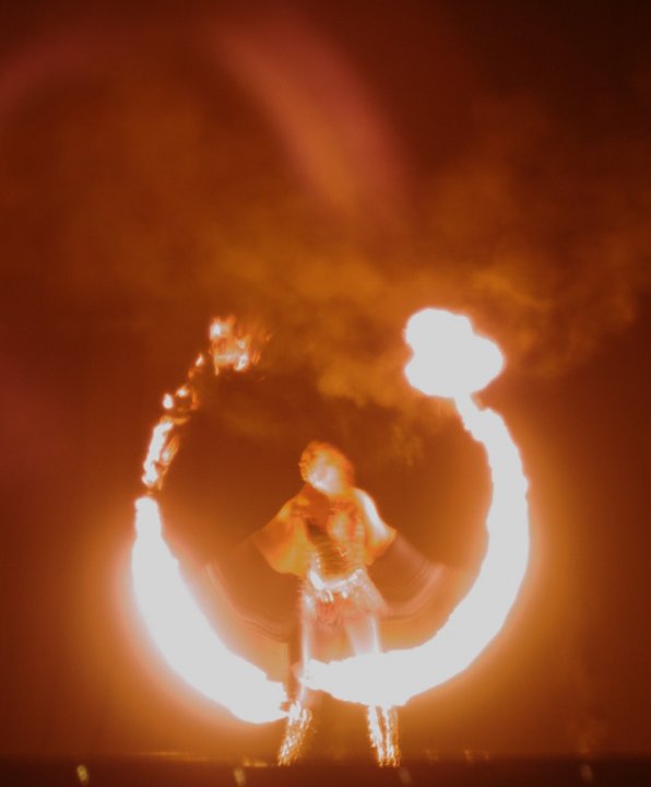 Fire dancer at the night market