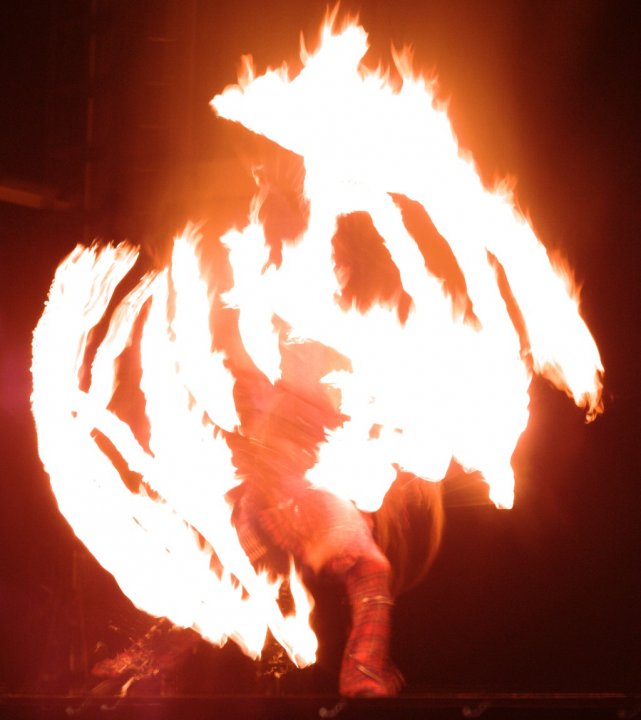 Fire dancer at the night market